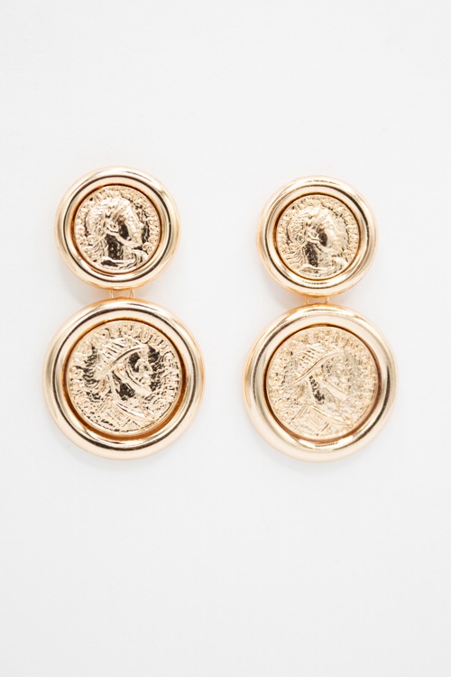 Linked Coin Earrings, Gold