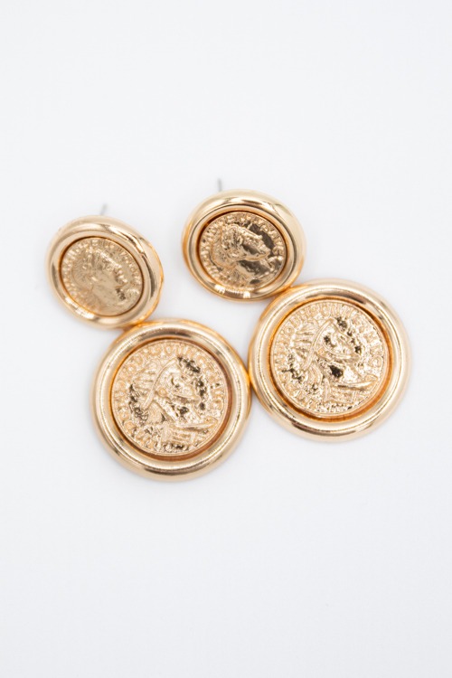 Linked Coin Earrings, Gold - 2K9A9303.jpg