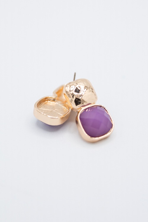 Simple Statement Earrings, Purple