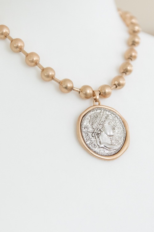 Two-Tone Coin Pendant Necklace