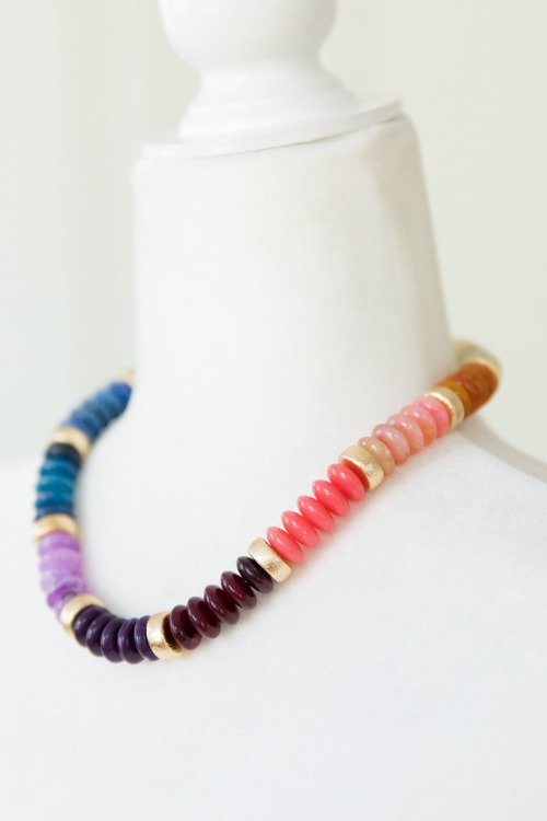 Stone & Textured Necklace, Multi