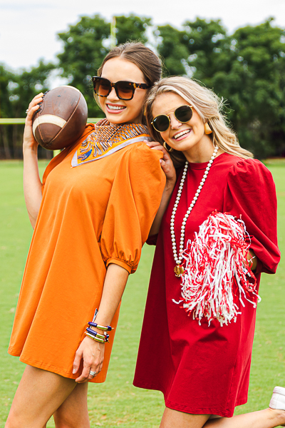 Puff Sleeve T-Shirt Dress, Burnt Orange