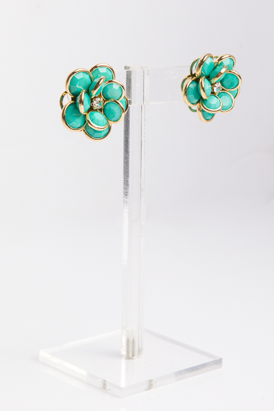 Bead Flower Studs, Turquoise