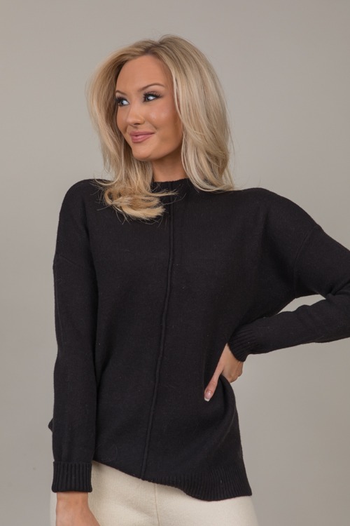 Reese Mock Neck Sweater, Black