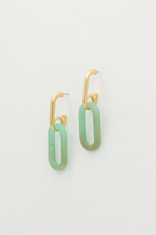 Acrylic Oval Dangle Earrings, Turquoise
