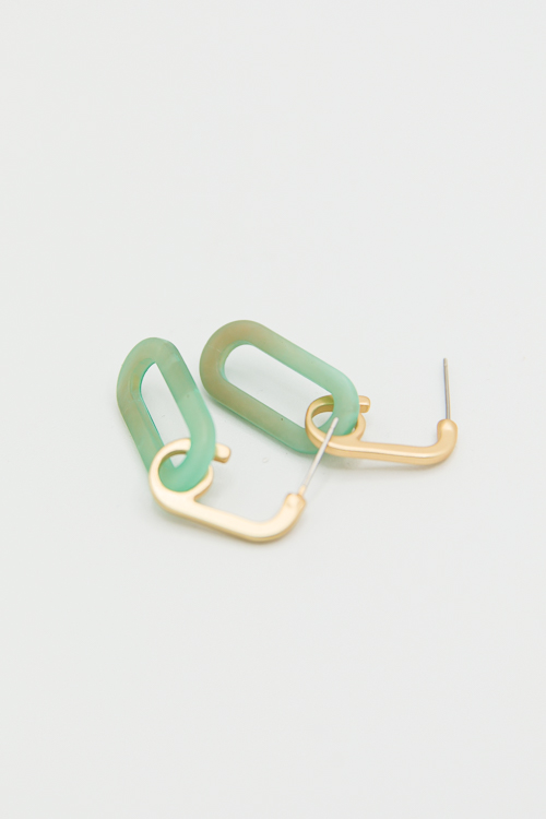 Acrylic Oval Dangle Earrings, Turquoise