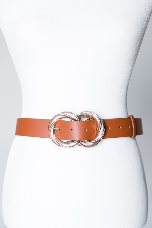 Twisted Double Circle Belt, Cognac