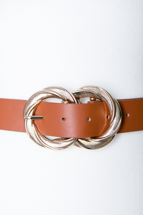 Twisted Double Circle Belt, Cognac