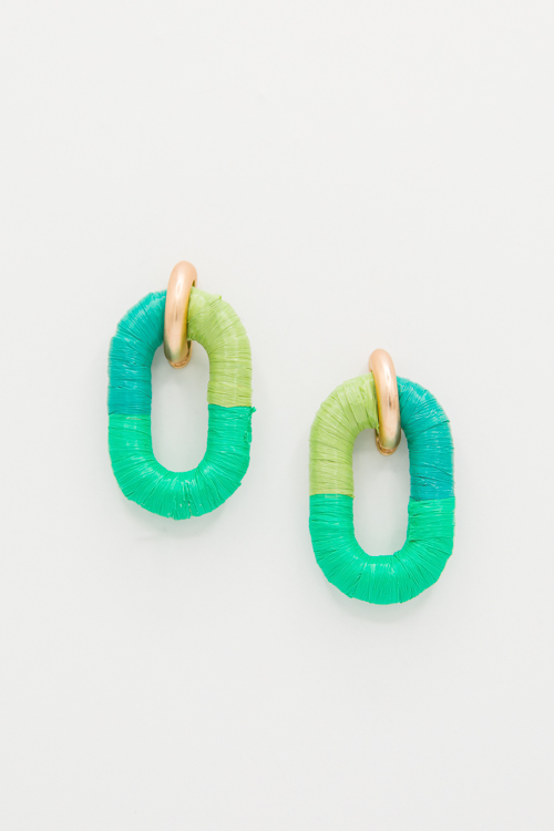 Colorblock Raffia Oval, Green