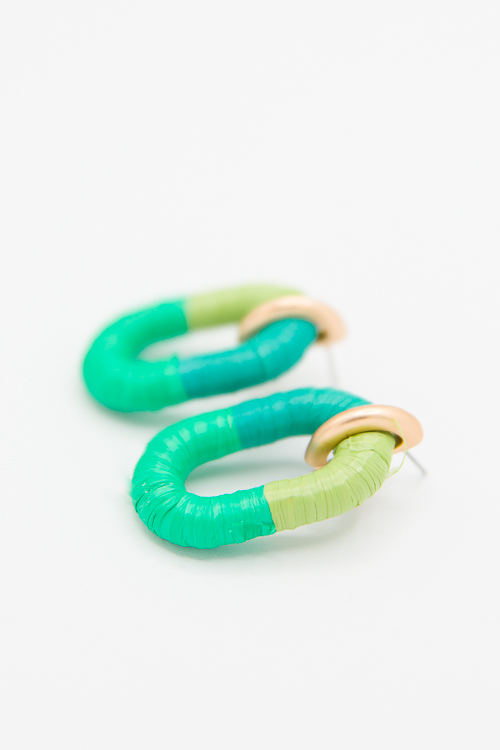 Colorblock Raffia Oval, Green