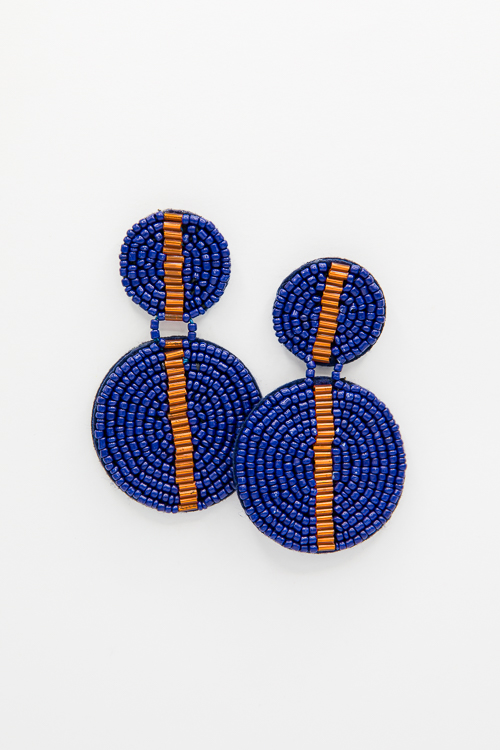 Colleen Earrings, Navy/Orange