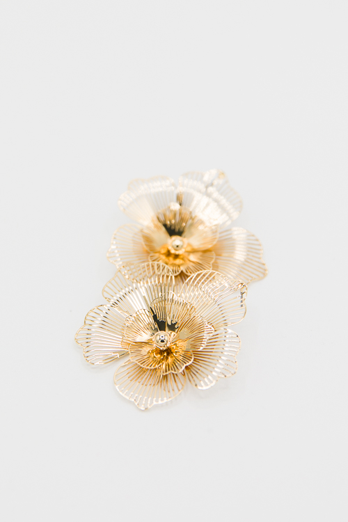Brass Flower Filigree Earrings