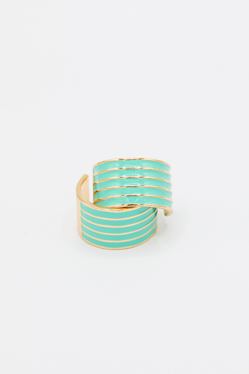 Gold Lined Hoops, Turquoise