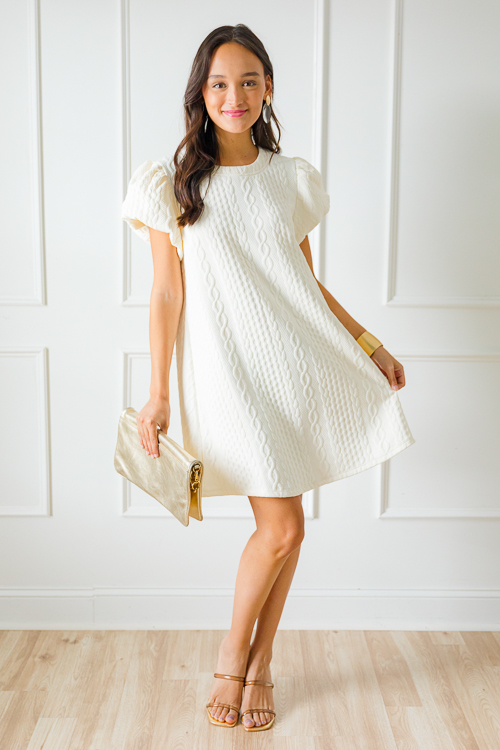 Texture Knit Dress, Cream