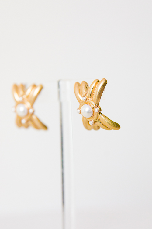 Pearl Crisscross Earrings