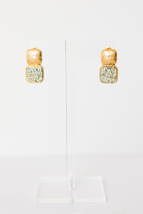 Druzy Stone Earrings, Gold