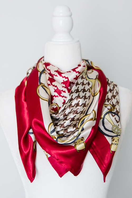 Houndstooth Scarf, Red