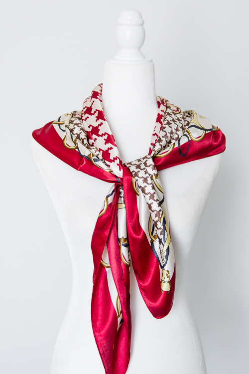 Houndstooth Scarf, Red