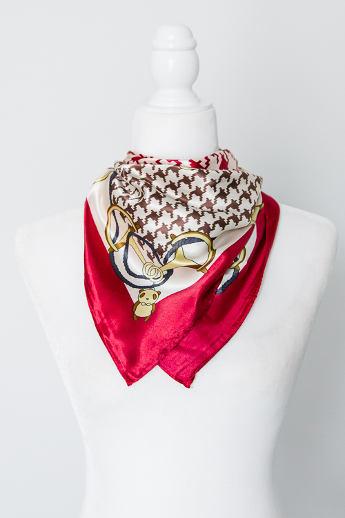 Houndstooth Scarf, Red