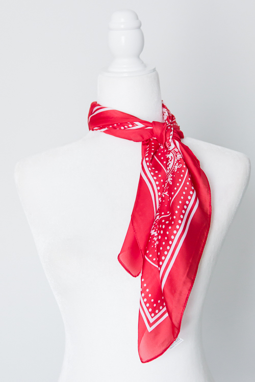 Swirl Pattern Scarf, Red