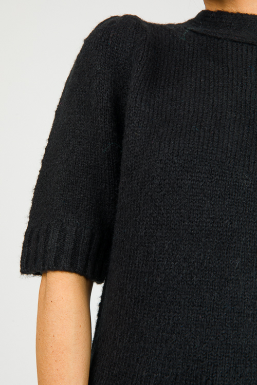 Tie Back SS Sweater, Black