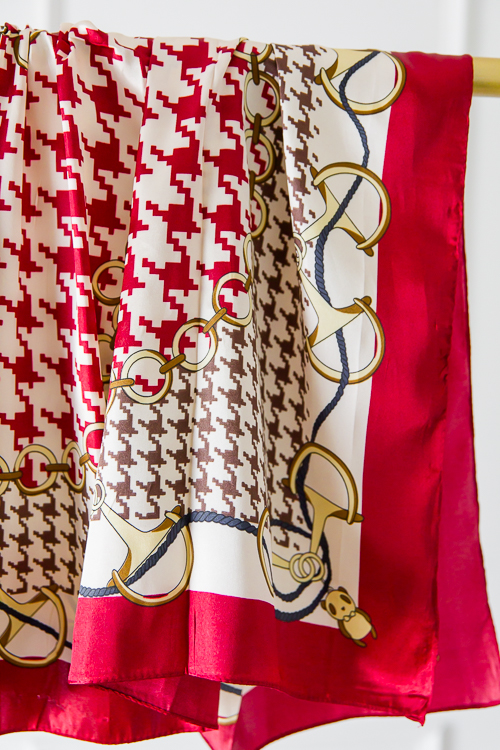 Houndstooth Scarf, Red