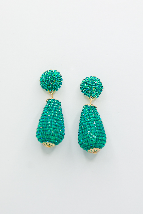 Crystal Teardrop Earrings, Teal