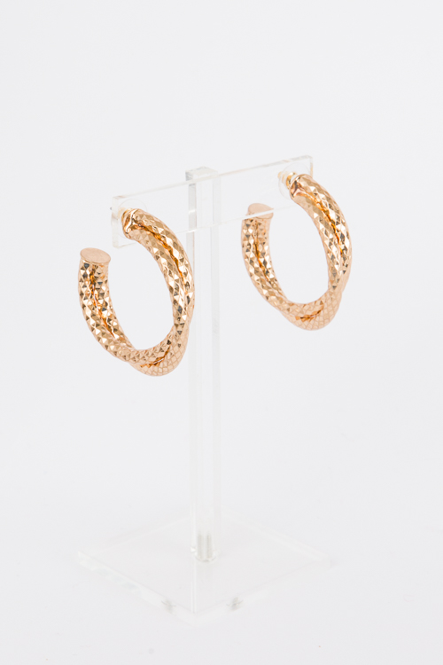 Texture Twisted Hoops, Gold