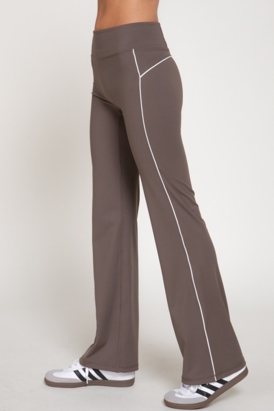 Piping Detail Yoga Pants, Brown - 32347901-c441-4147-a5e2-5b47d8426389.jpg