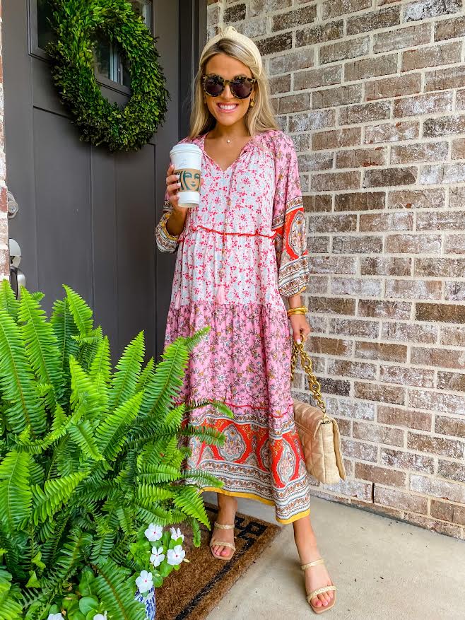 Mixed Bohemian Maxi, Lt. Pink