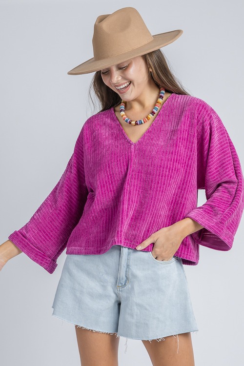 Textured Stretch Top, Magenta