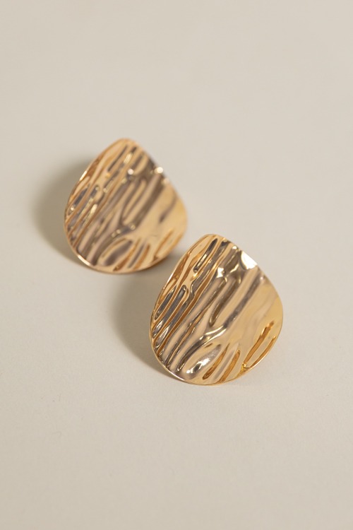 Textured Round Earring, Gold