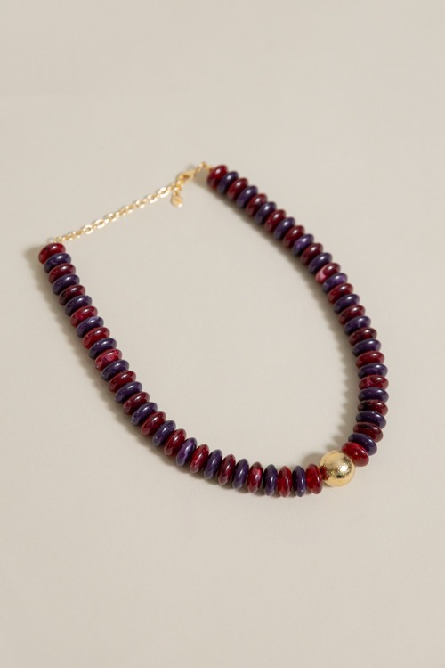 Rondelle Necklace, Burgundy