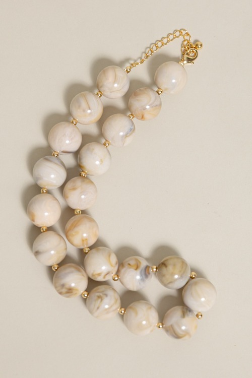 Marble Bead Necklace, Beige - 4K7A0049.jpg