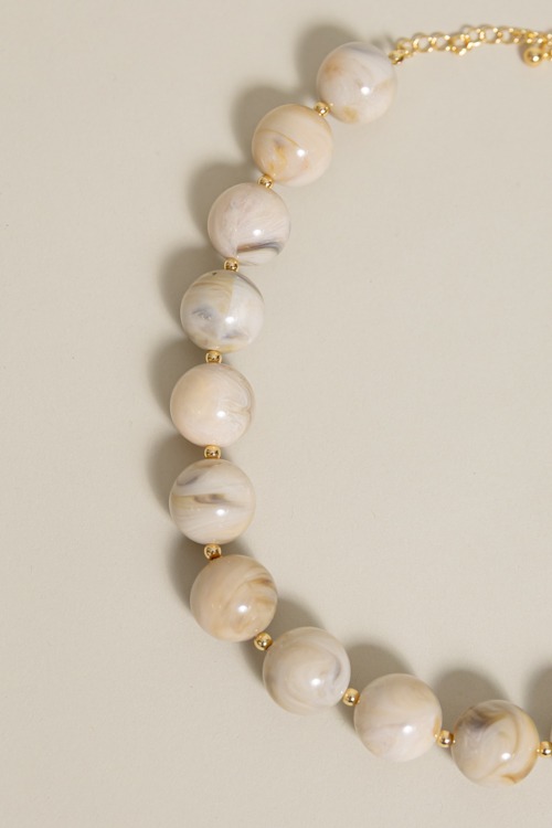 Marble Bead Necklace, Beige