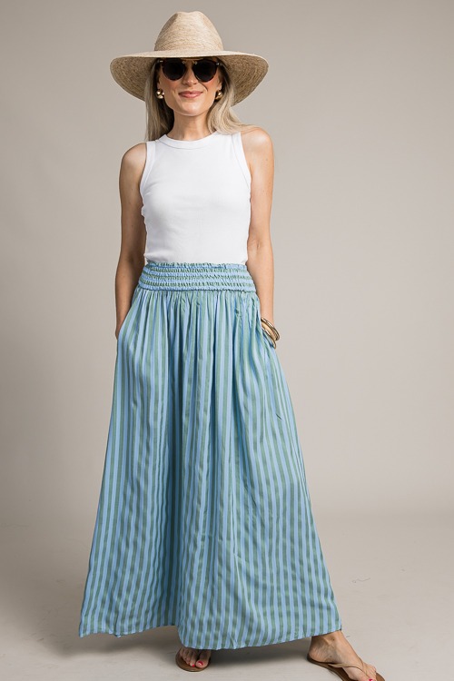 Stripe Maxi Skirt, Blue/Green