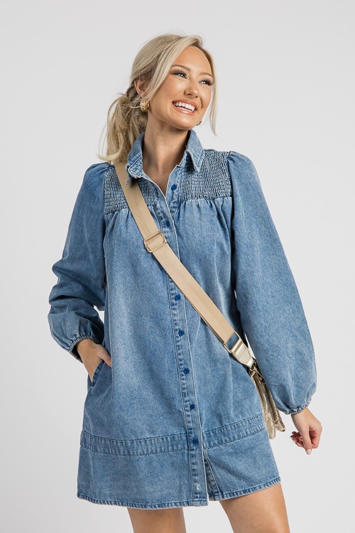 Smock Denim Shirt Dress Medium New Arrivals The Blue Door Boutique