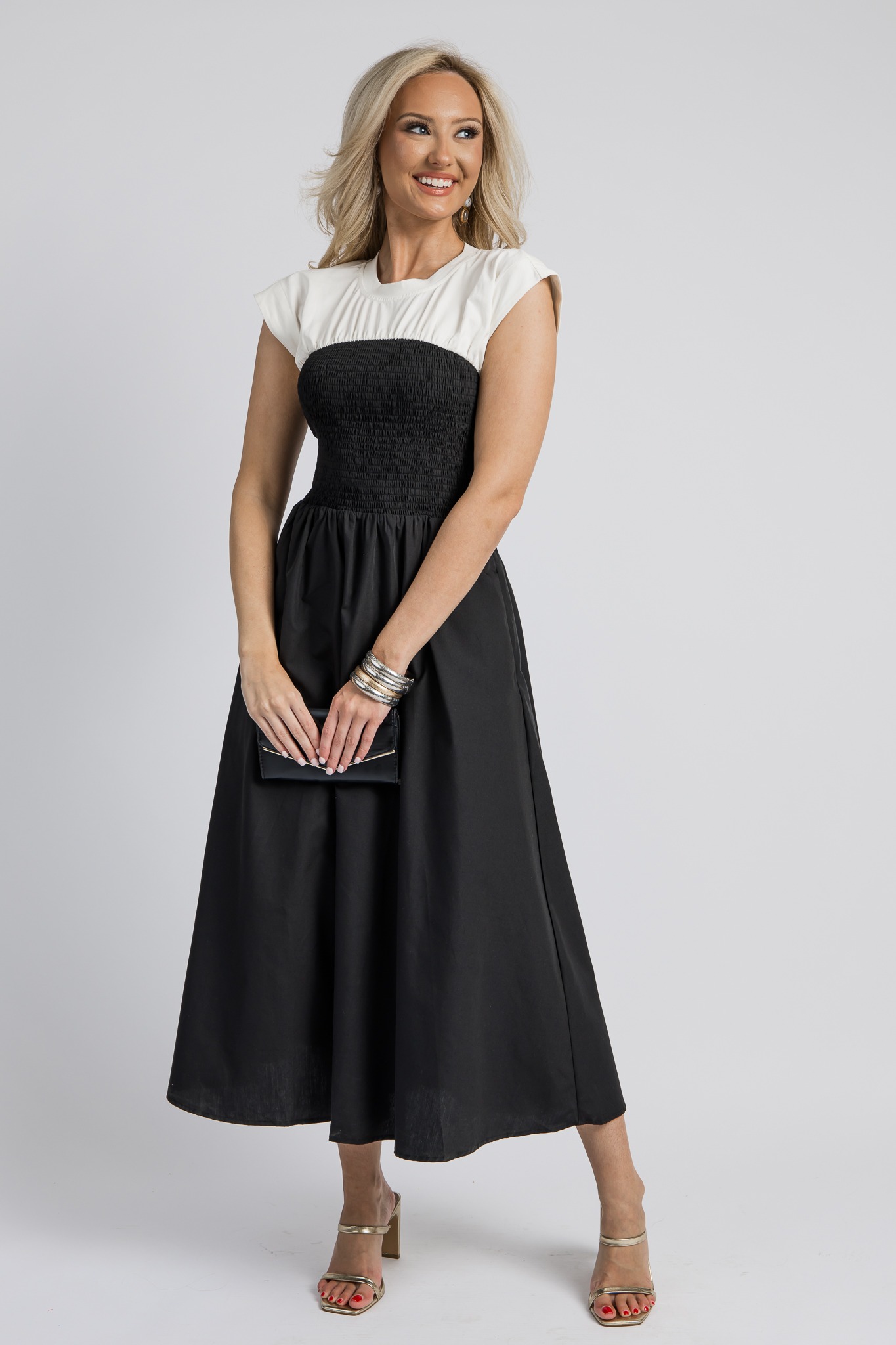 Two-Tone Smock Midi, Black - 4K7A0102.jpg