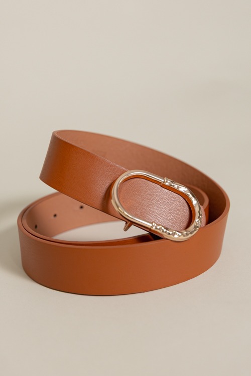 Half Hammered Buckle Belt, Cognac