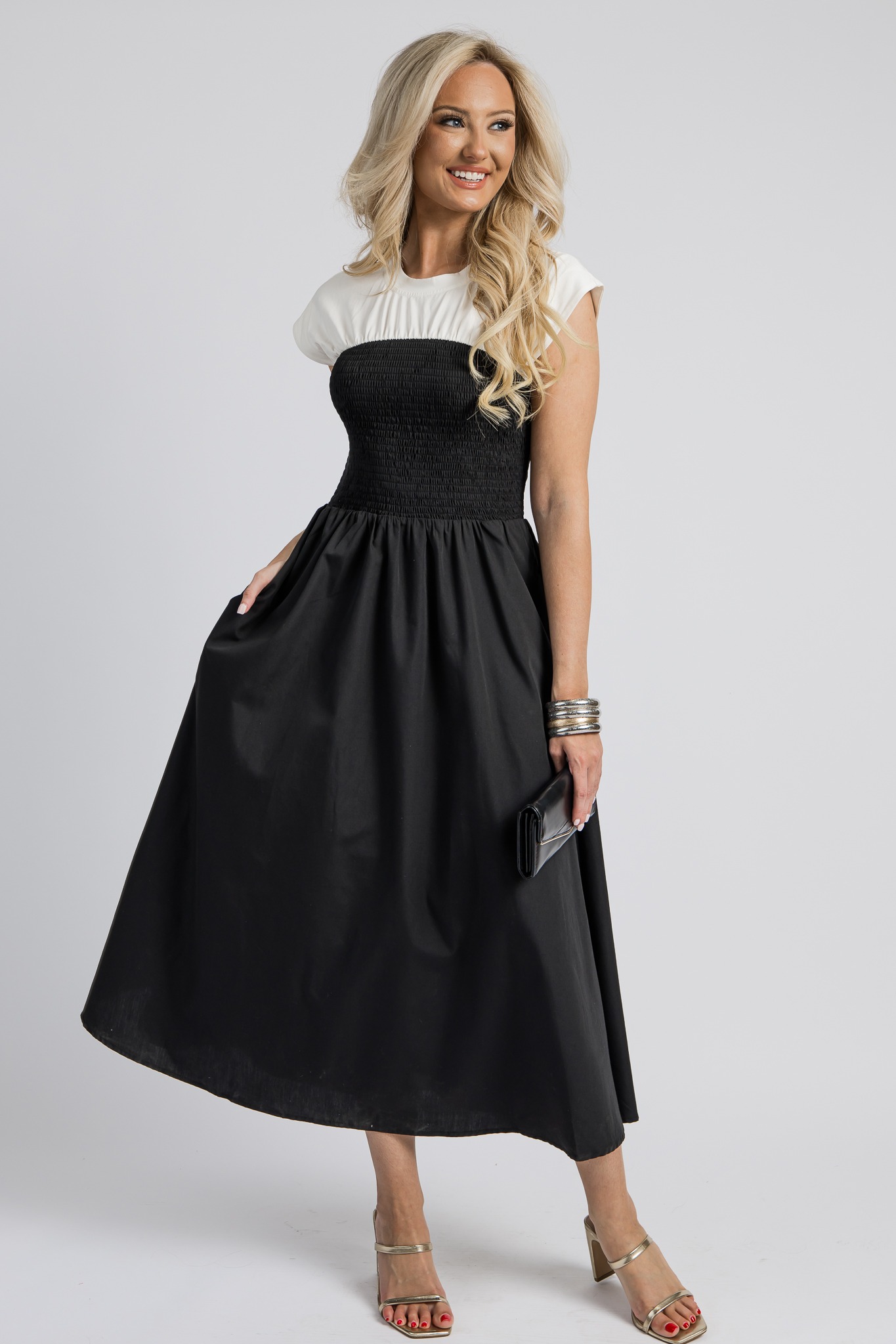 Two-Tone Smock Midi, Black - 4K7A0111.jpg