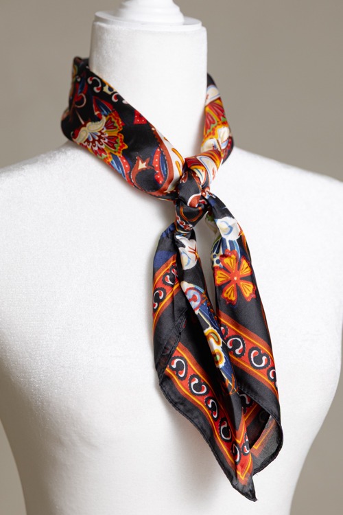 Freddie Silk Scarf, Black
