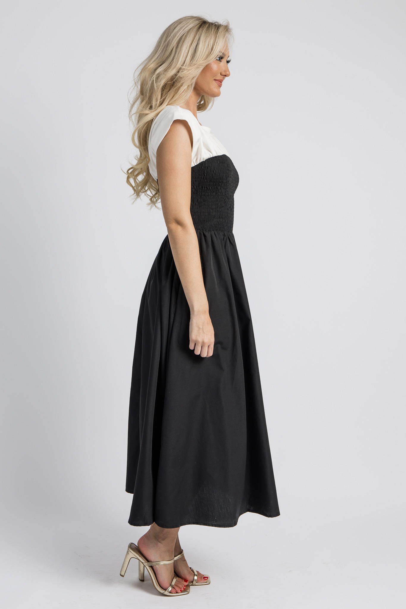 Two-Tone Smock Midi, Black - 4K7A0119.jpg