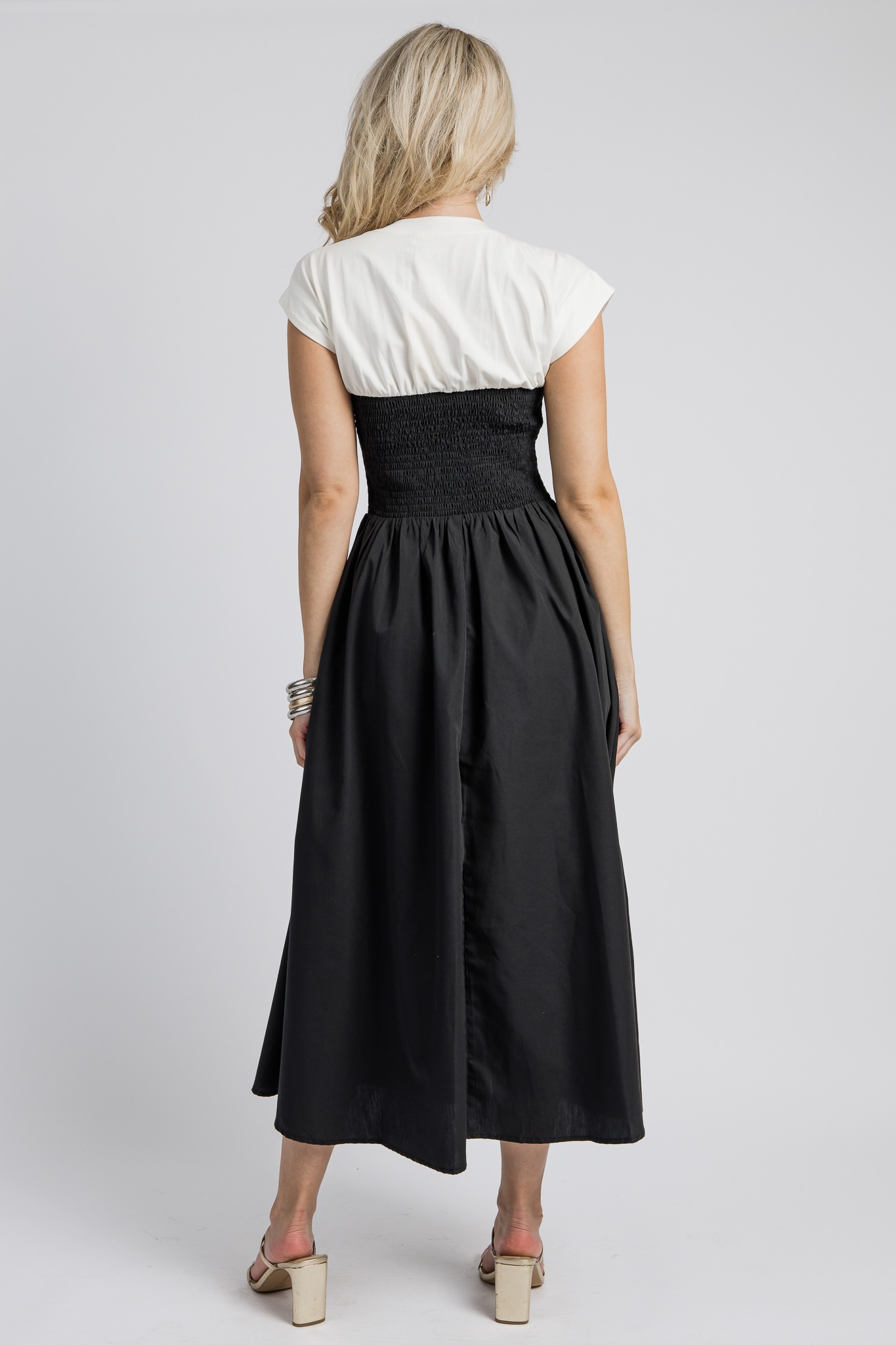 Two-Tone Smock Midi, Black - 4K7A0120.jpg