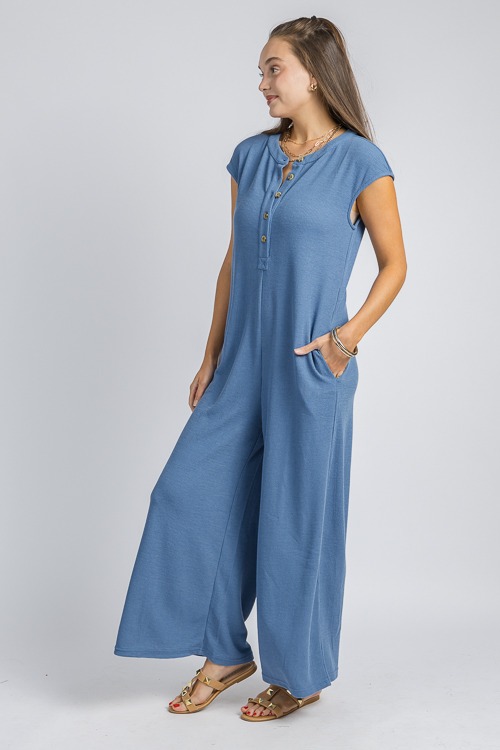 Waffle Knit Henley Jumpsuit, Blue - 4K7A0141.jpg