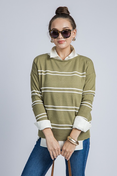 Boat Neck Stripe Sweater, Sage - 4K7A0225.jpg