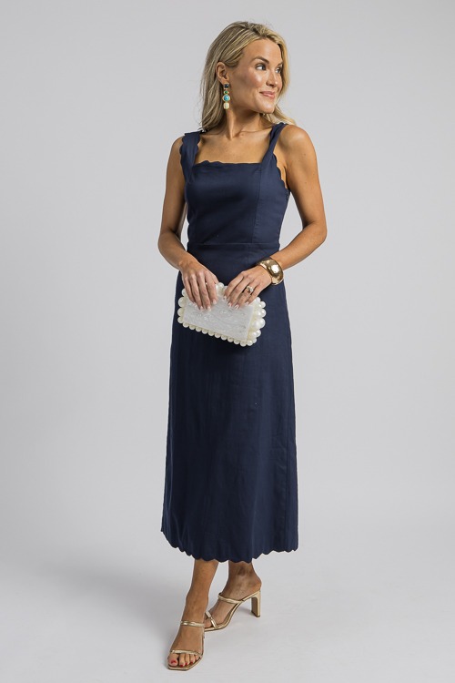 Scallop Trim Midi, Navy