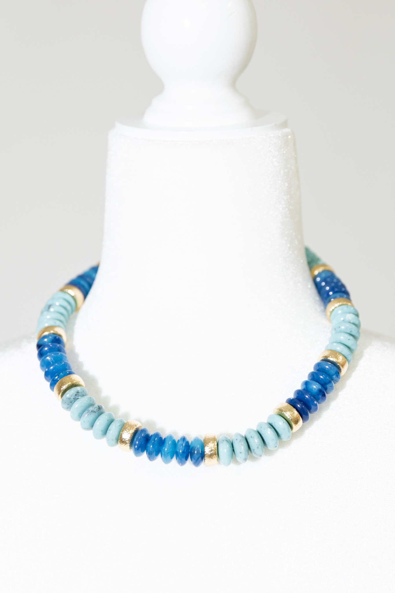 Stone & Textured Necklace, Turquoise