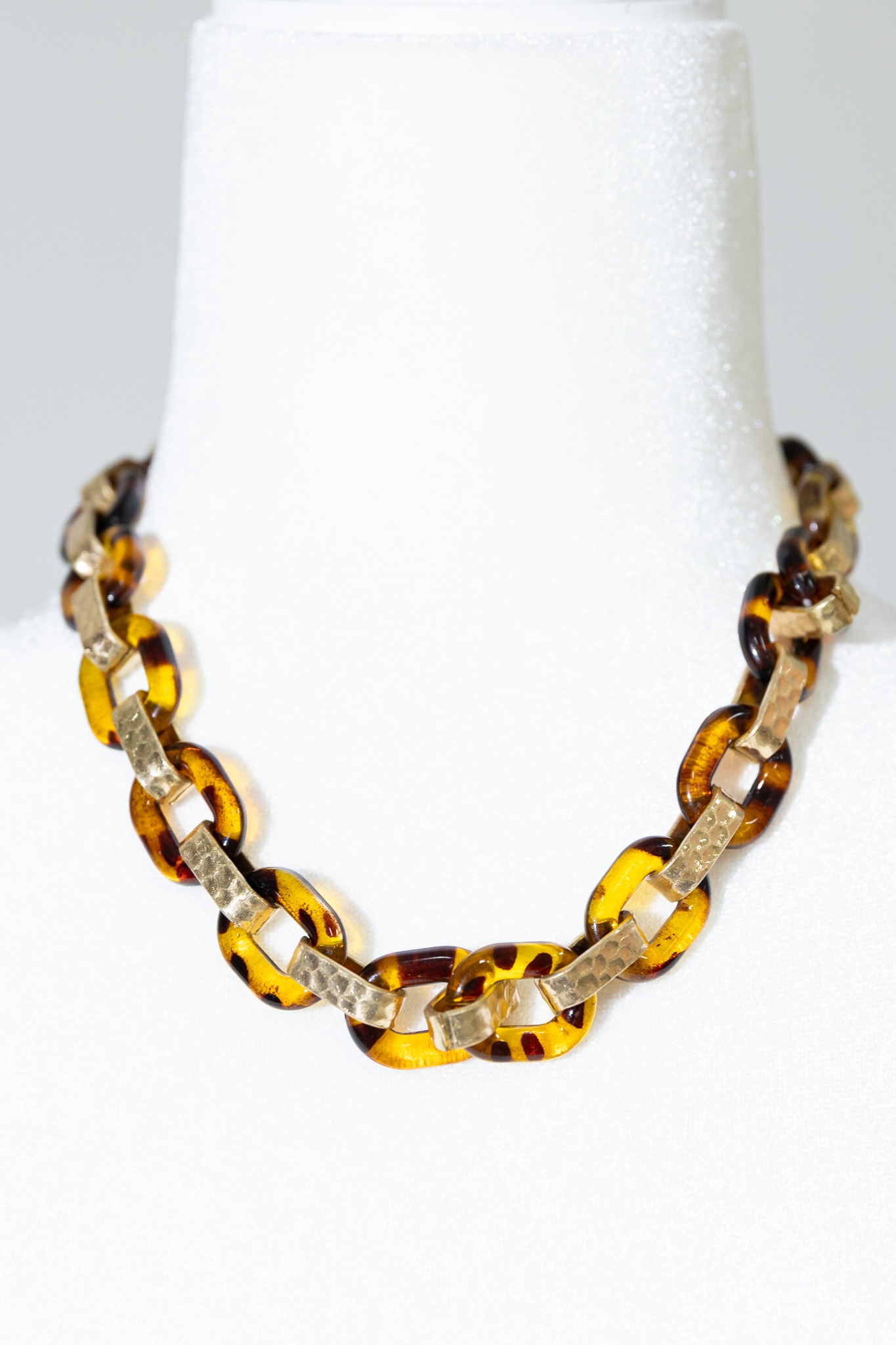Linked Acrylic Necklace, Tortoise