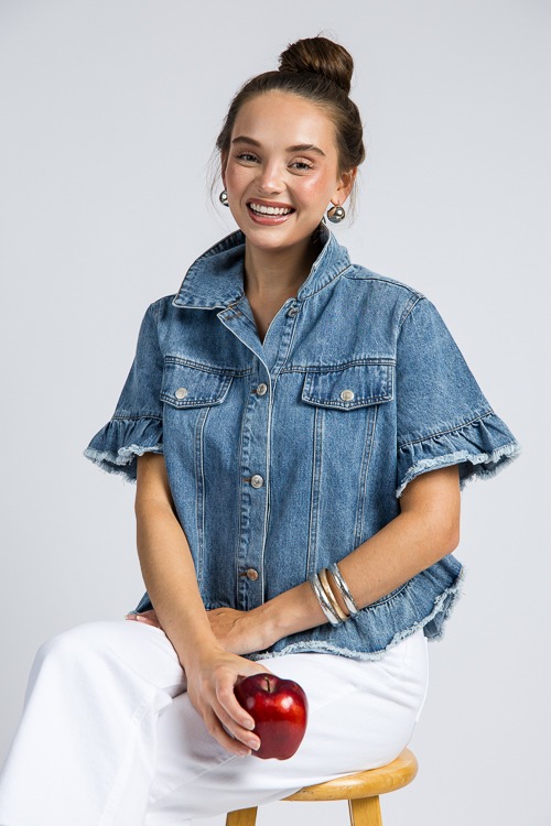 Frayed Ruffles Denim Jacket