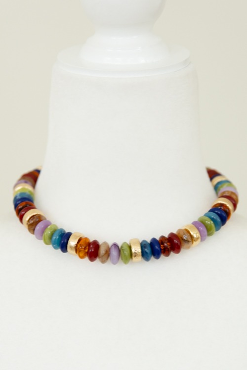 Cleo Beaded Necklace, Dark Multi